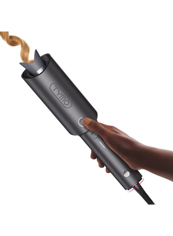 TYMO Automatic Rotating Curling Iron - CURLPRO Beach Waves Curling Wand, Portable Hair Curler, 500 Million Ionic, Dual Voltage & Lightweight for Travel, Ceramic Coating, 1 Inch, Metallic Gray - Image 1